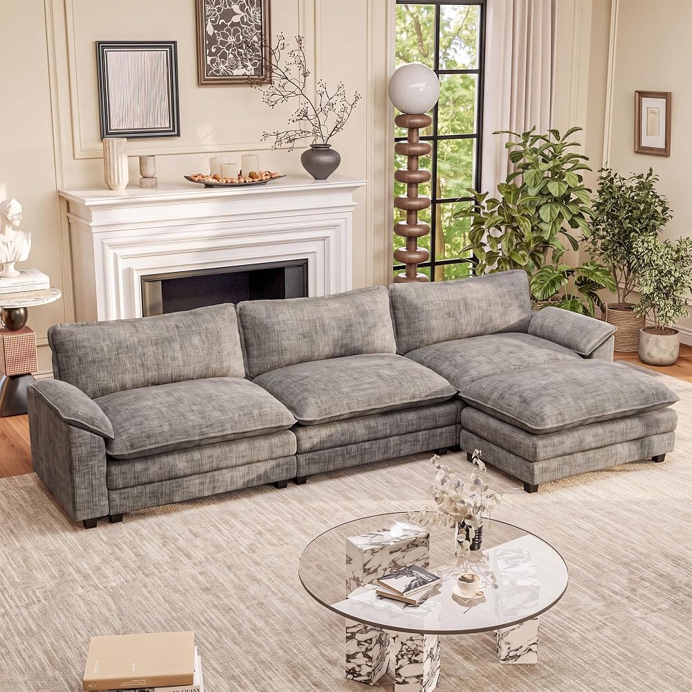 Furniwell 119" Modular Sectional Couch, L Shaped Cloud Sofa for Living Room