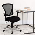 BizChair Mid-Back Black Mesh Swivel Task Office Chair with Chrome Base and Arms