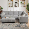 Modular Sectional Sofa, L-Shaped Sectional Couch with Movable Ottoman, Removable Covers, Comfy Sectionals Set for Living Room,Office (Light Grey, 6-Seats)