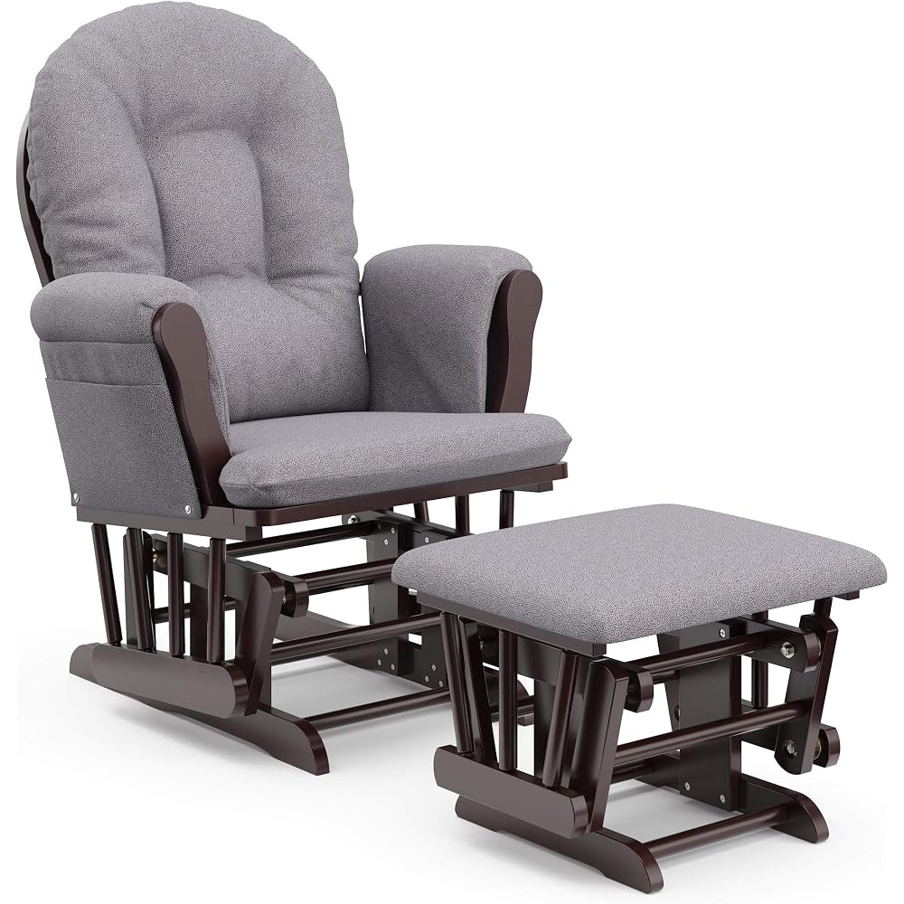 Storkcraft Premium Hoop Glider & Ottoman, Espresso/Gray Swirl